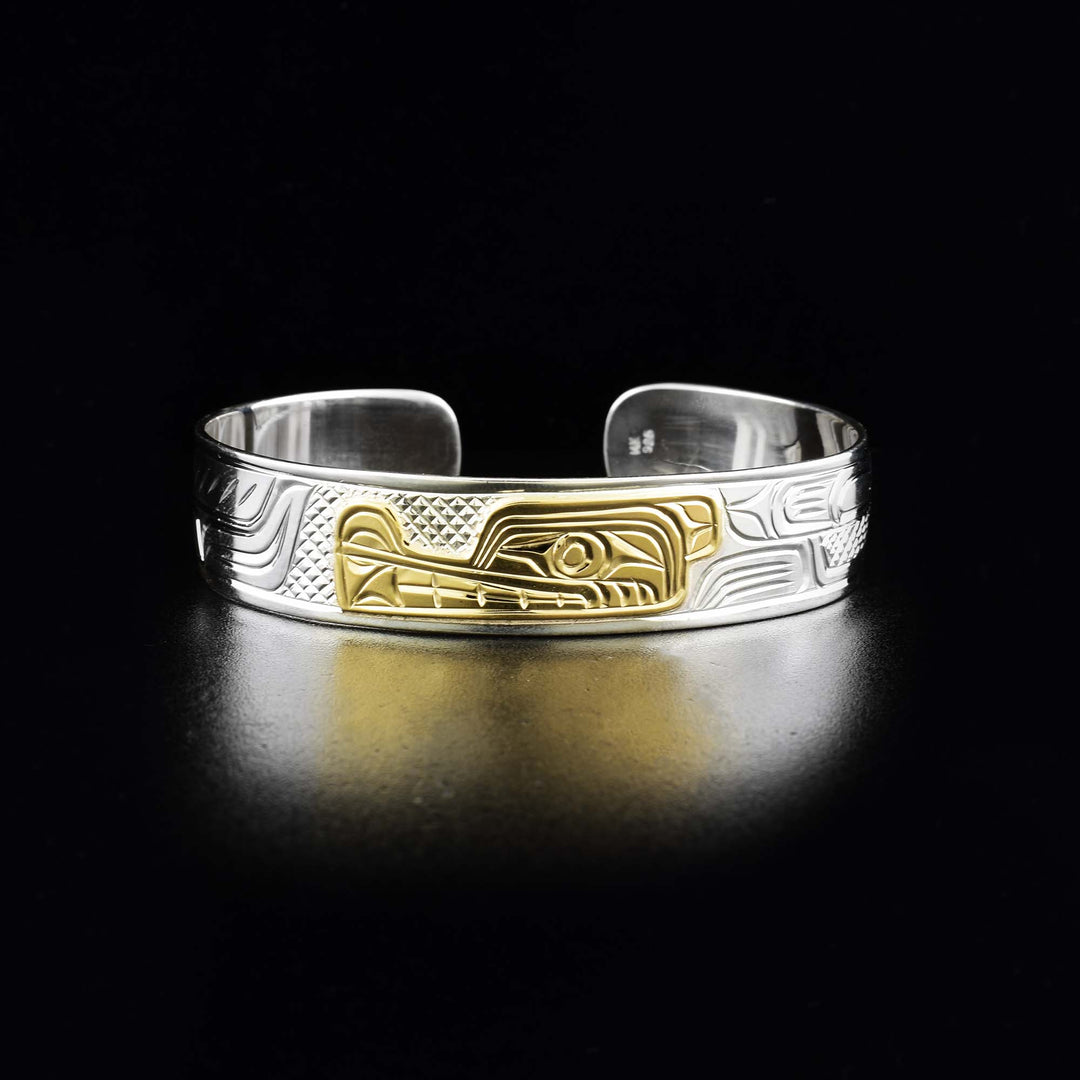 1 2 Silver and 14K Gold Wolf Bracelet