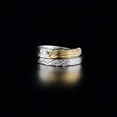 14K gold and sterling silver orca wrap ring