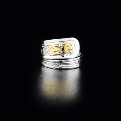 14K gold and sterling silver tapered eagle wrap ring