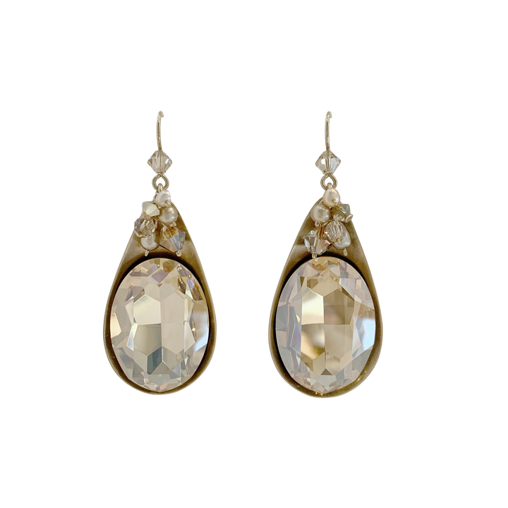 Champagne Cream Teardrop Earrings hand crafted by Honica