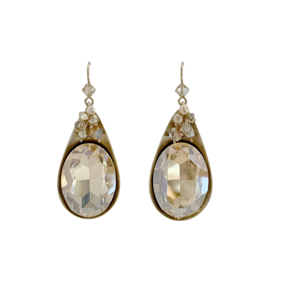 Champagne Cream Teardrop Earrings hand crafted by Honica