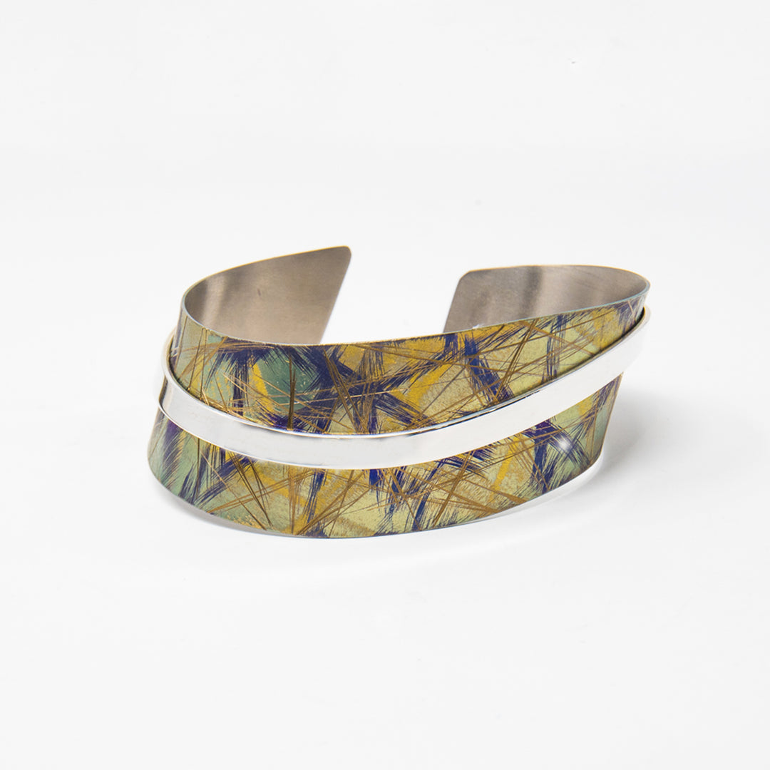 Large Asymmetrical Gold Titanium Bracelet