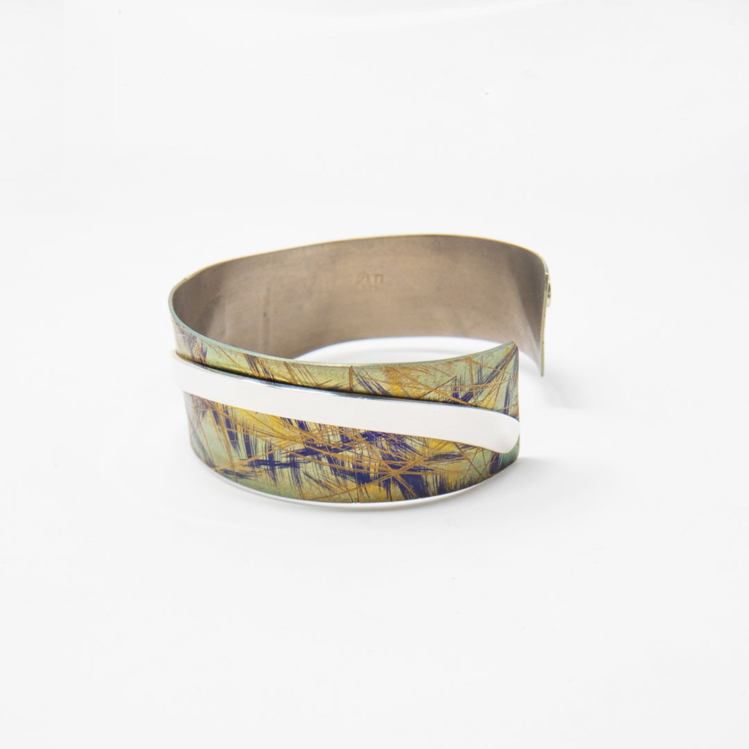 Large Asymmetrical Gold Titanium Bracelet
