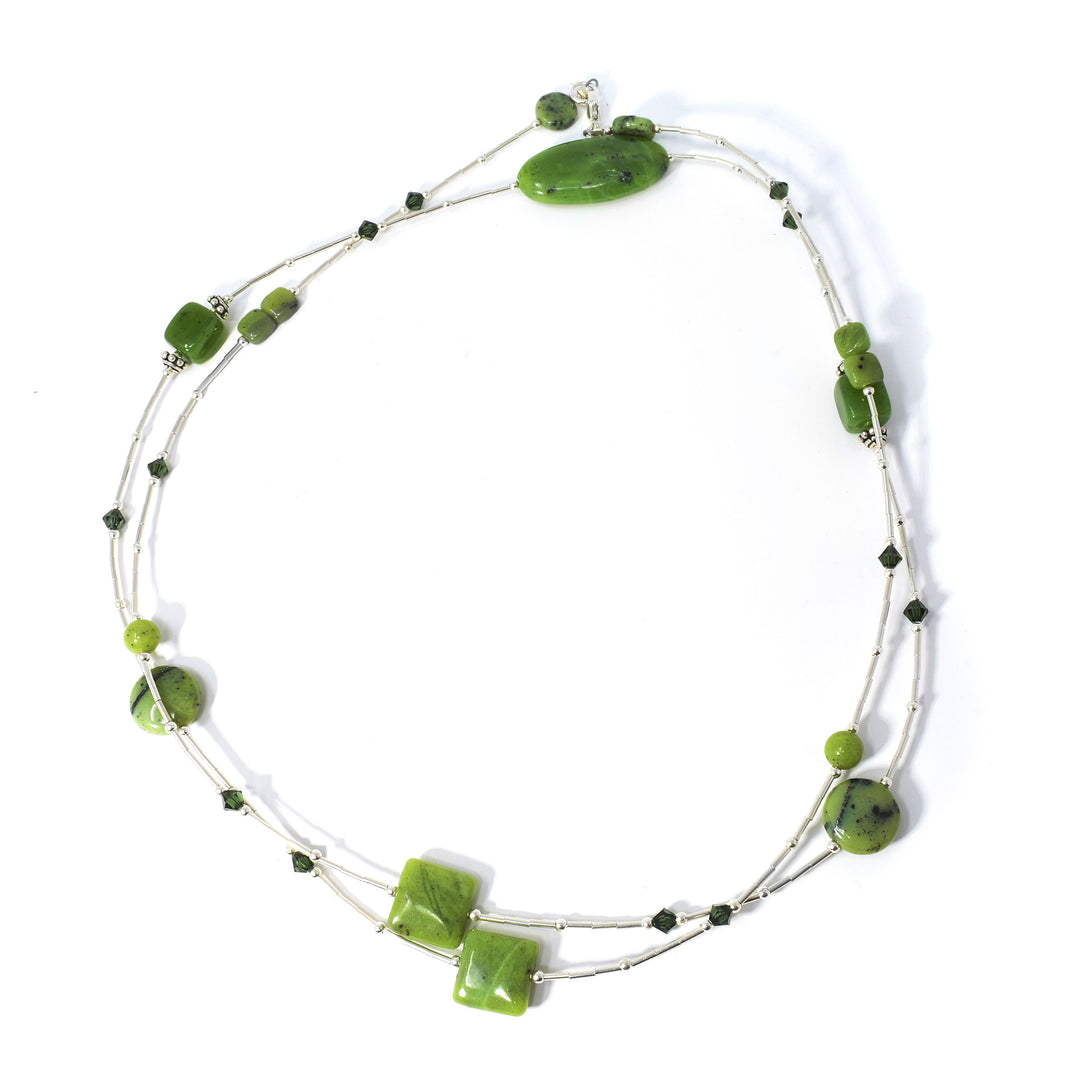 Long BC Jade and Crystal Necklace