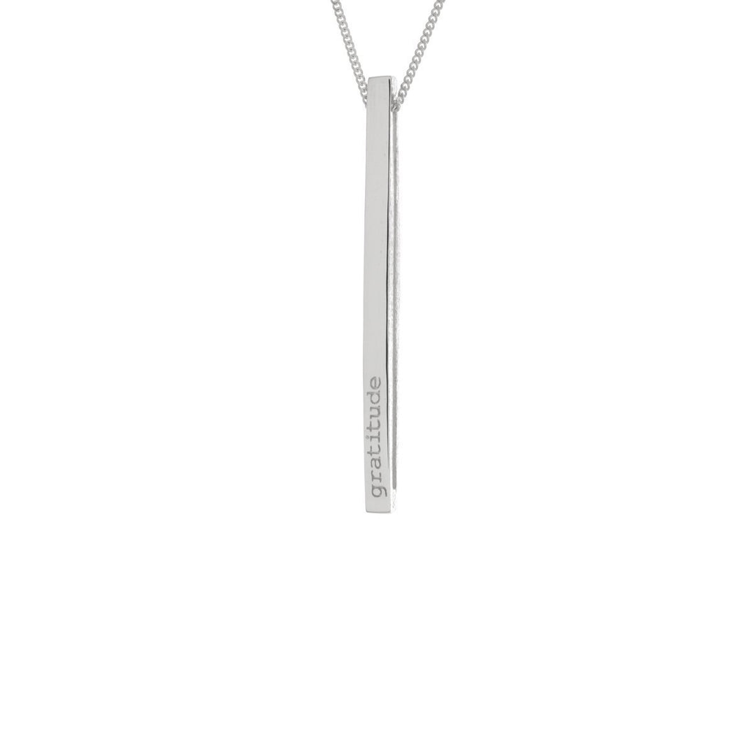 Mantra Long Inspirational Bar Necklace - Joy and Gratitude