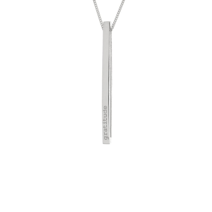 Mantra Long Inspirational Bar Necklace - Joy and Gratitude