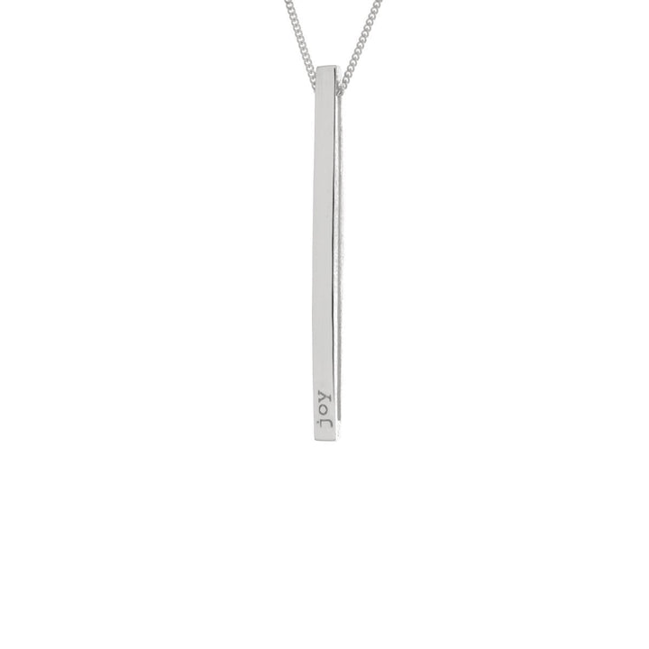 Mantra Long Inspirational Bar Necklace - Joy and Gratitude