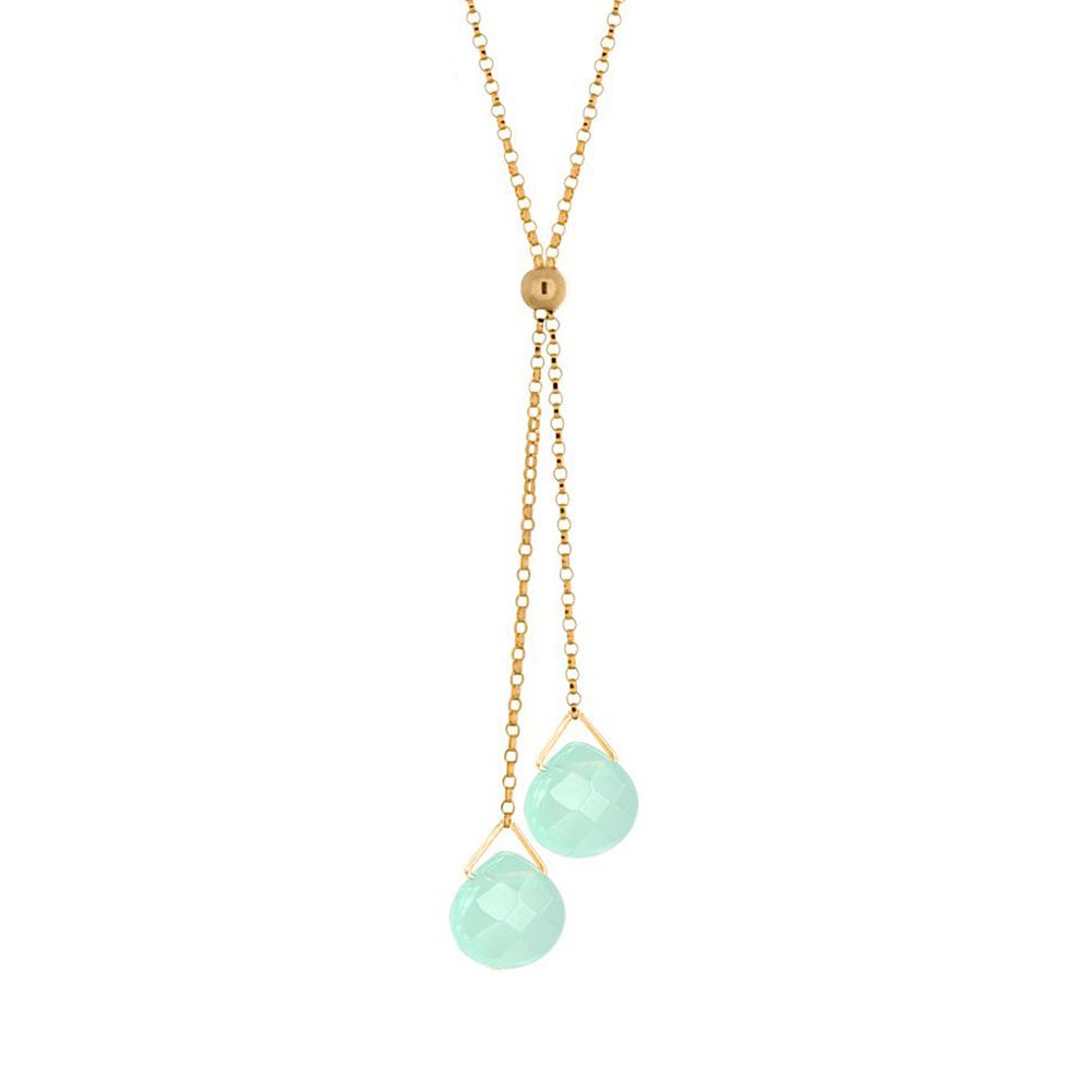 This Gold Fill Ocean Quarts Lantern Lariat Necklace is hand crafted by artist Pamela Lauz. The necklace is made using 14k gold-filled chain and genuine ocean quartz.  The necklace is 17" long and the lariat hangs down an additional 2.25".