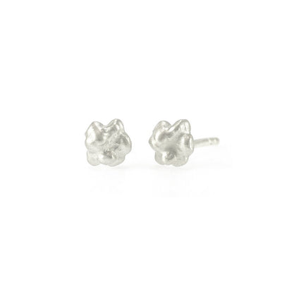Oxidized Silver Mini Popcorn Studs handcrafted by artist Dushka Vujovic. Made of oxidized sterling silver. Each earring measures approximately 0.25" x 0.25".