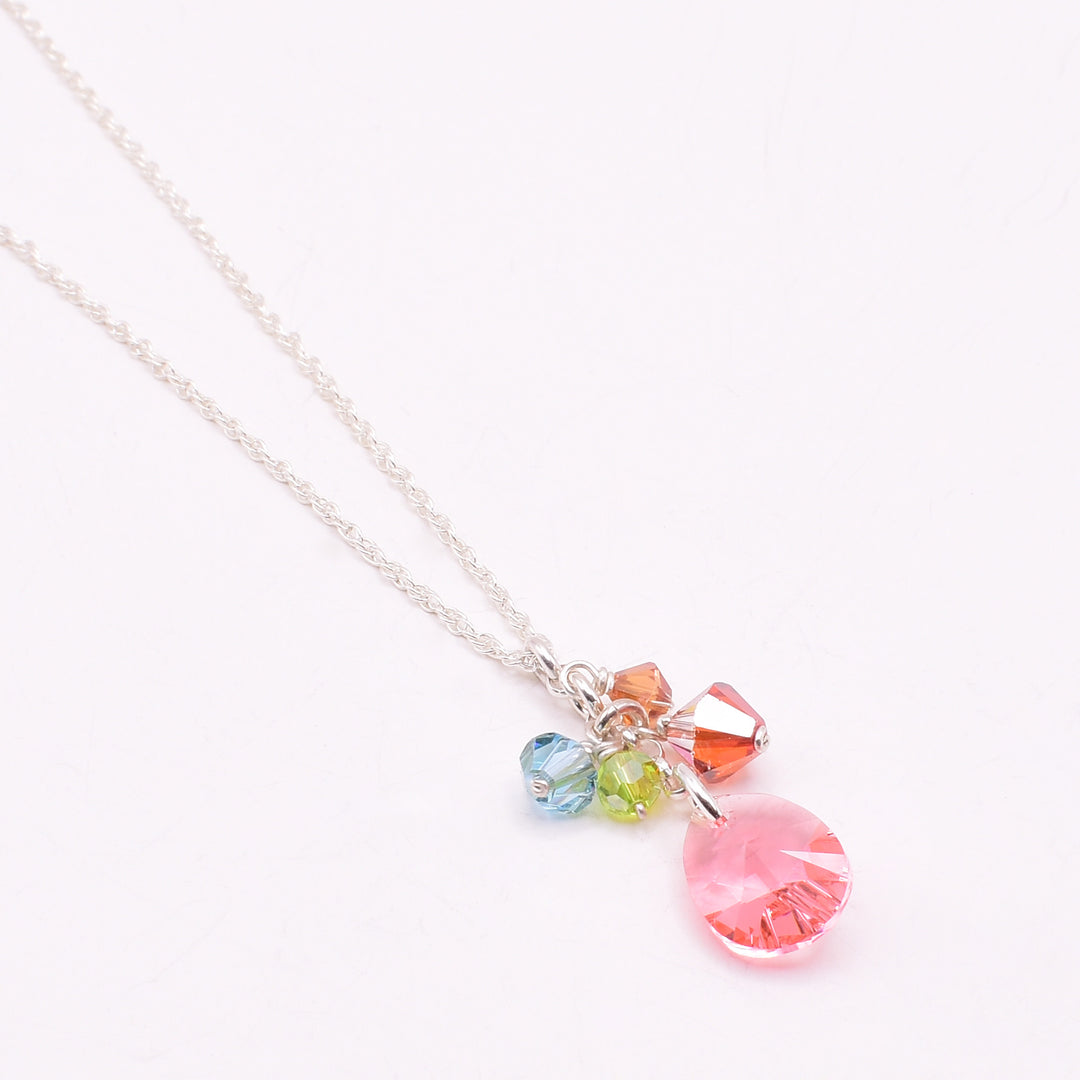 Petite Cluster Pink Swarovski Crystal Necklace