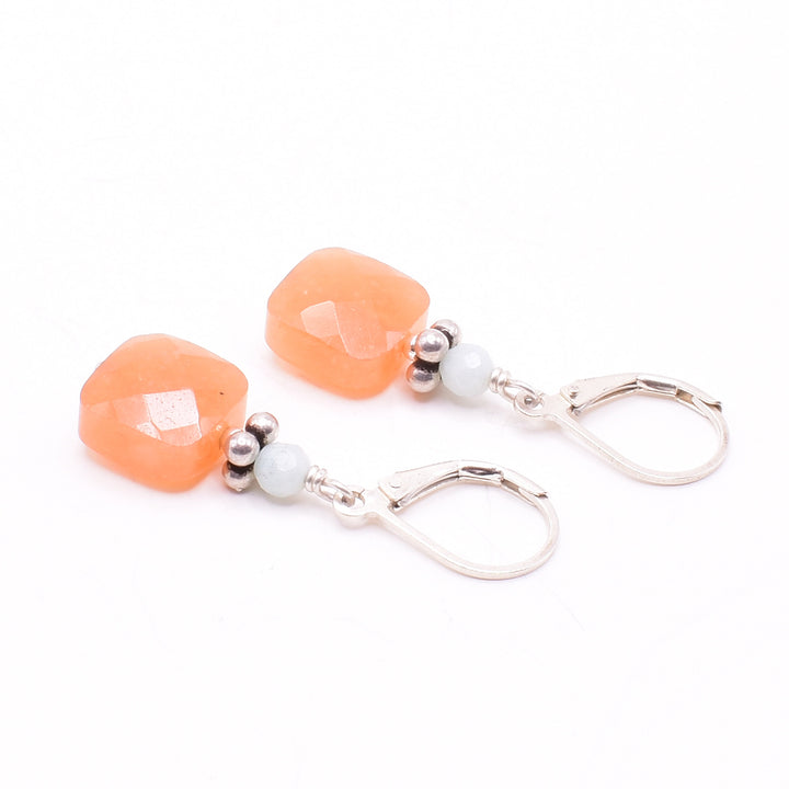 Red Aventurine with Amazonite Earrings hand crafted by artist Karley Smith.