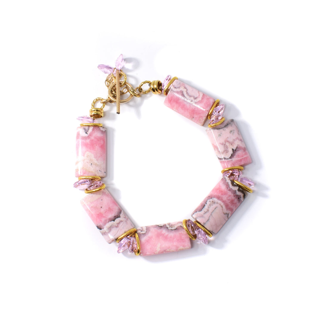 Rhodonite Rectangle Crystal Bracelet