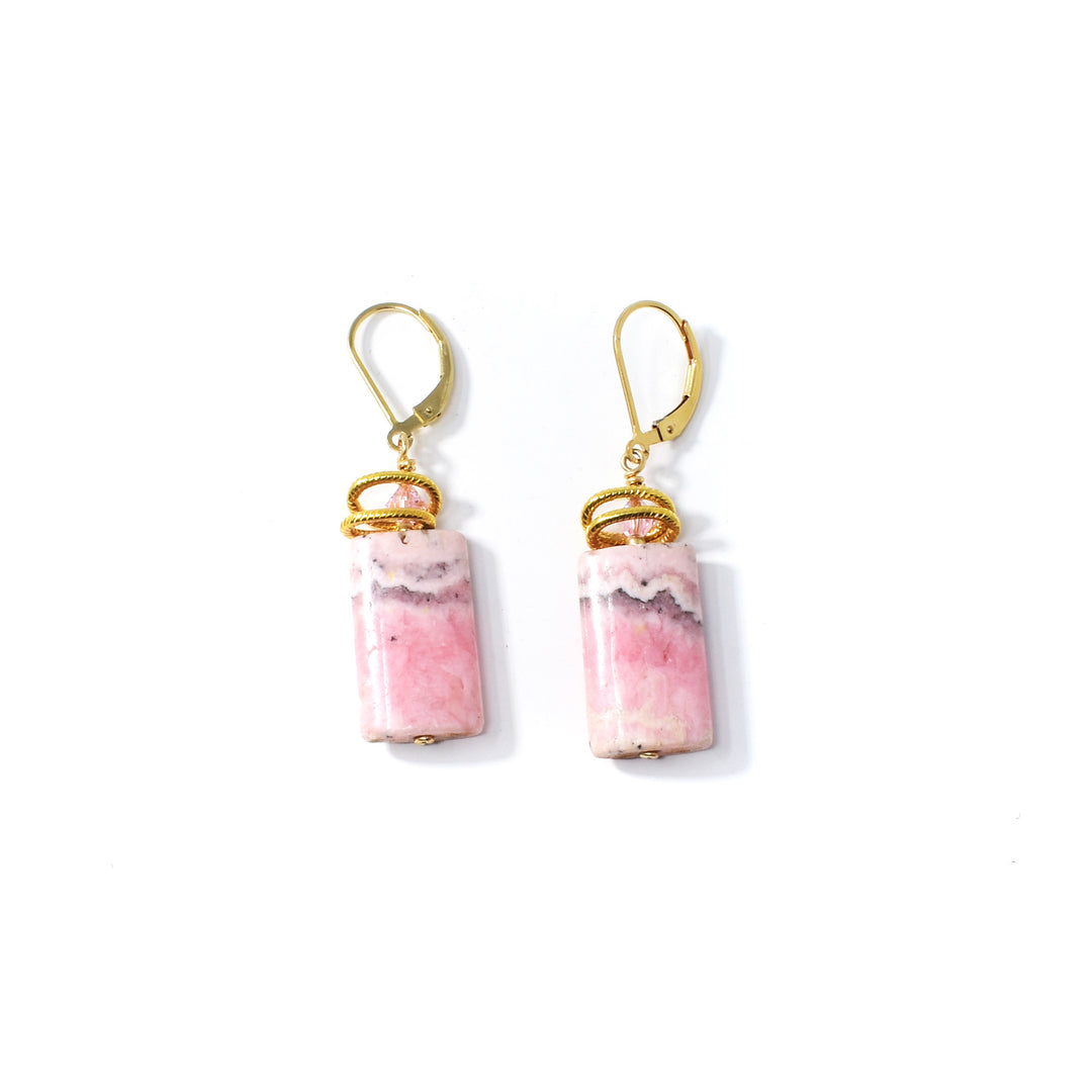Rhodonite Rectangle Crystal Earrings