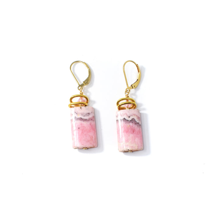 Rhodonite Rectangle Crystal Earrings