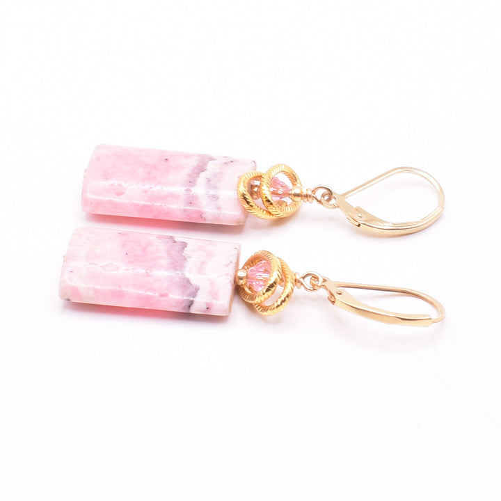 Rhodonite Rectangle Crystal Earrings