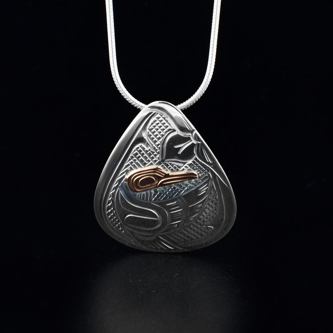 Rose Gold and Silver Teardrop Hummingbird Pendant