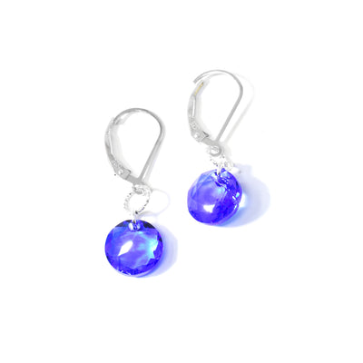 Round Blue Swarovski Crystal Earrings