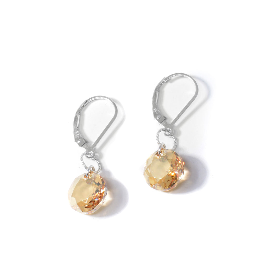 Round Gold Swarovski Crystal Earrings