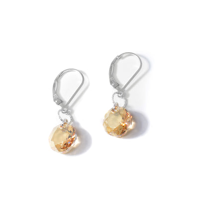 Round Gold Swarovski Crystal Earrings