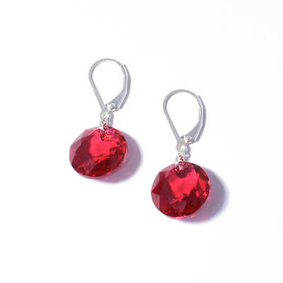 Dazzling lever-back Swarovski Crystal earrings handcrafted by artist Debra Nelson. Made of sterling silver and Swarovski Crystal. Each earring measures 1.25" x 0.56" including hook.