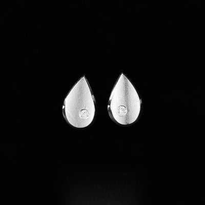 Silver Cubic Zirconia Teardrop Stud Earrings
