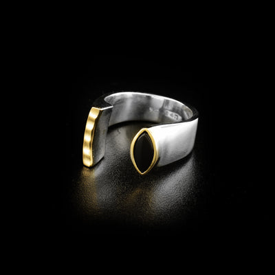 Silver and Gold Black Onyx Ring