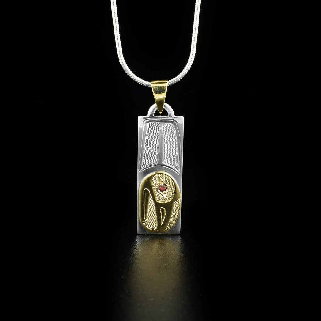 Silver and Gold Eagle Pendant with Garnet