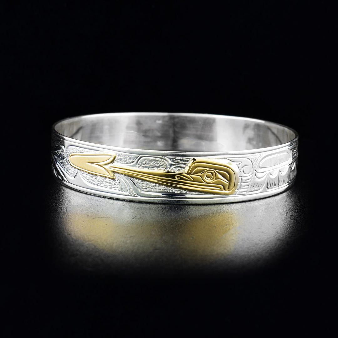 Silver and Gold 1/2" Hummingbird Bangle