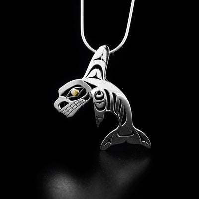 Silver and Gold Orca Pendant