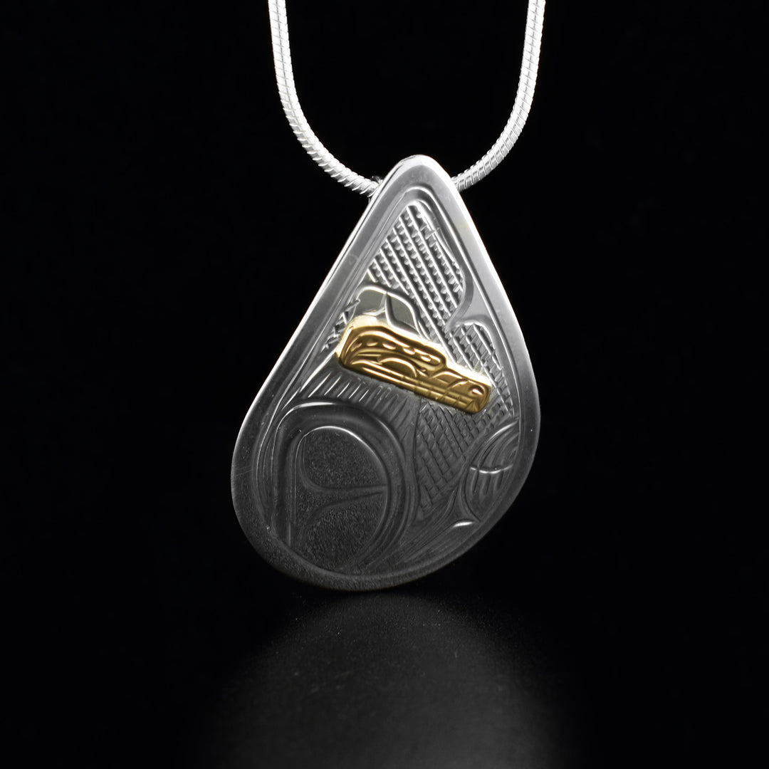 Silver and Gold Teardrop Bear Pendant