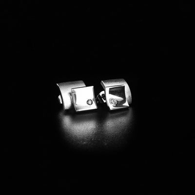 Silver Layered Squares Stud Earrings