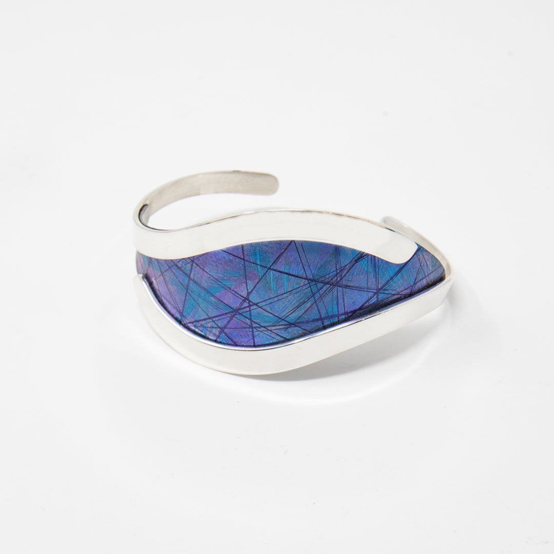 Small Blue Titanium Curve Bracelet