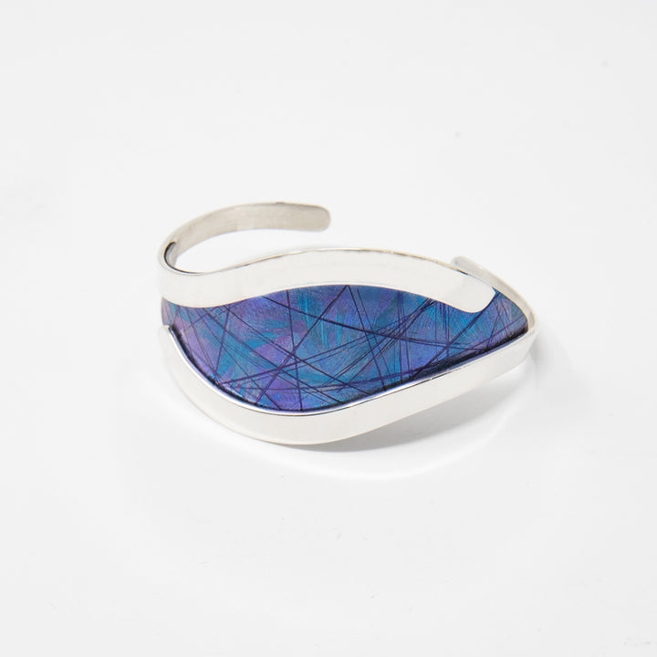 Small Blue Titanium Curve Bracelet