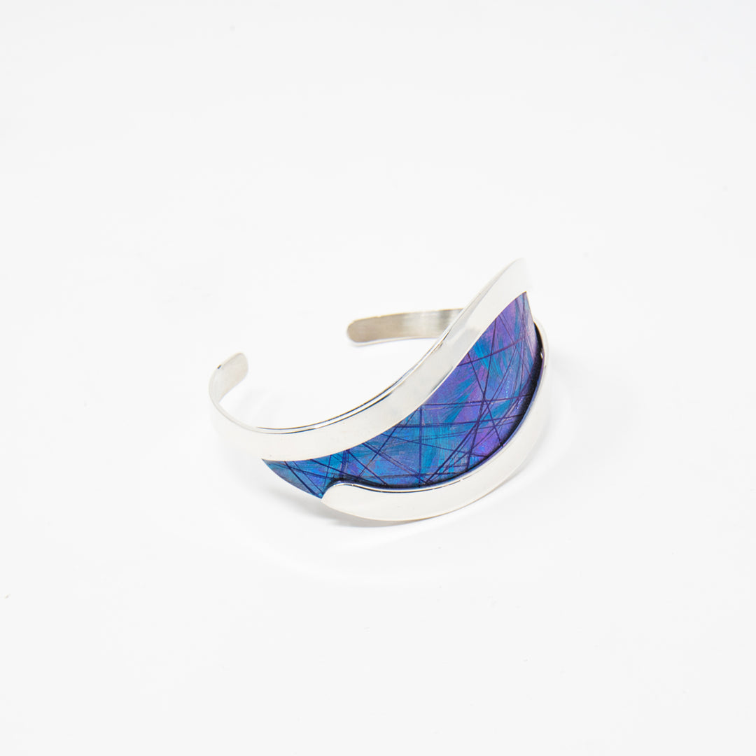 Small Blue Titanium Curve Bracelet