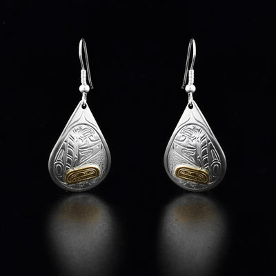 Sterling Silver and 14K Gold Orca Earrings