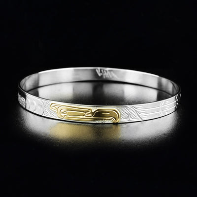 Sterling Silver and 14K Gold 1/4" Eagle Bangle