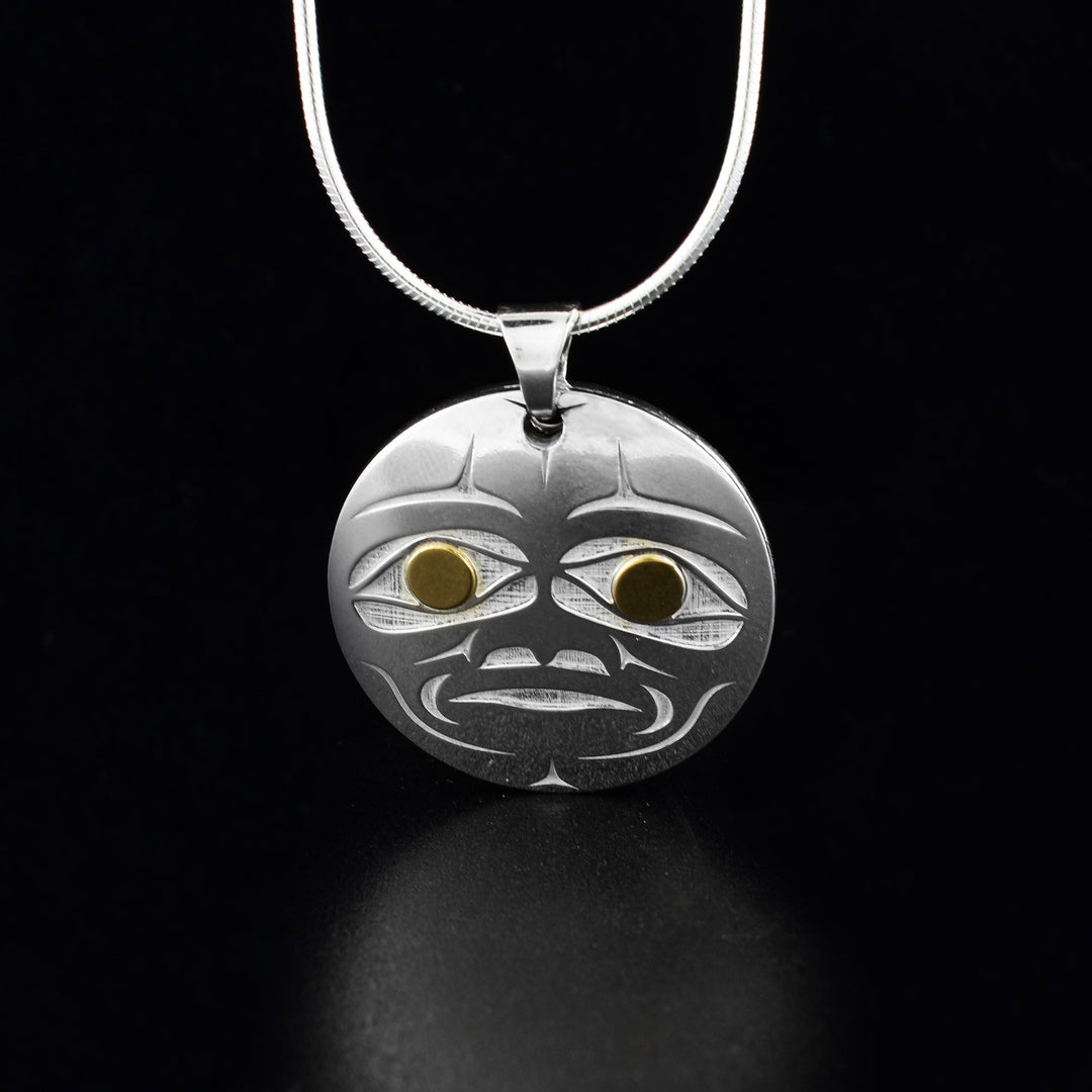 Sterling Silver and 18K Gold 3D sun and moon pendant