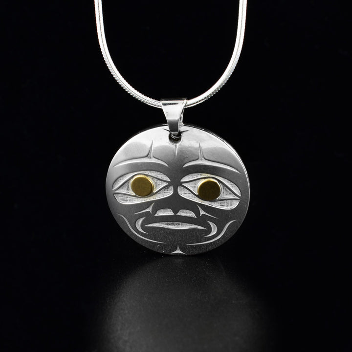Sterling Silver and 18K Gold 3D sun and moon pendant