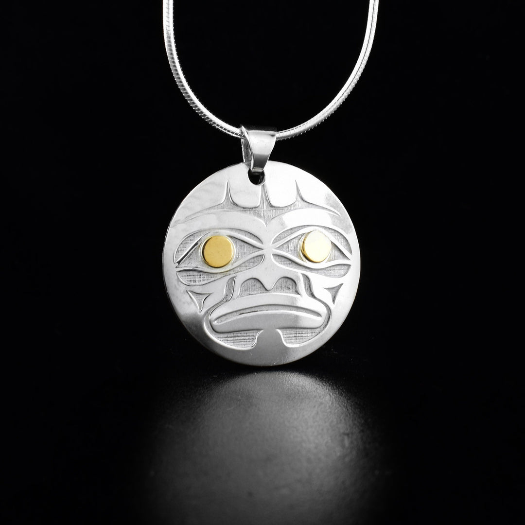 Sterling Silver and 18K Gold 3D sun and moon pendant