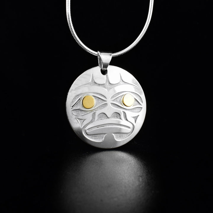 Sterling Silver and 18K Gold 3D sun and moon pendant