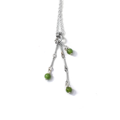 Sterling Silver BC Jade Three Drops Necklace