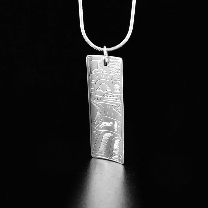 Sterling Silver Bear and Orca Double Sided Pendant