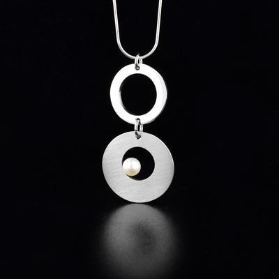 Sterling Silver Circles and Pearl Necklace