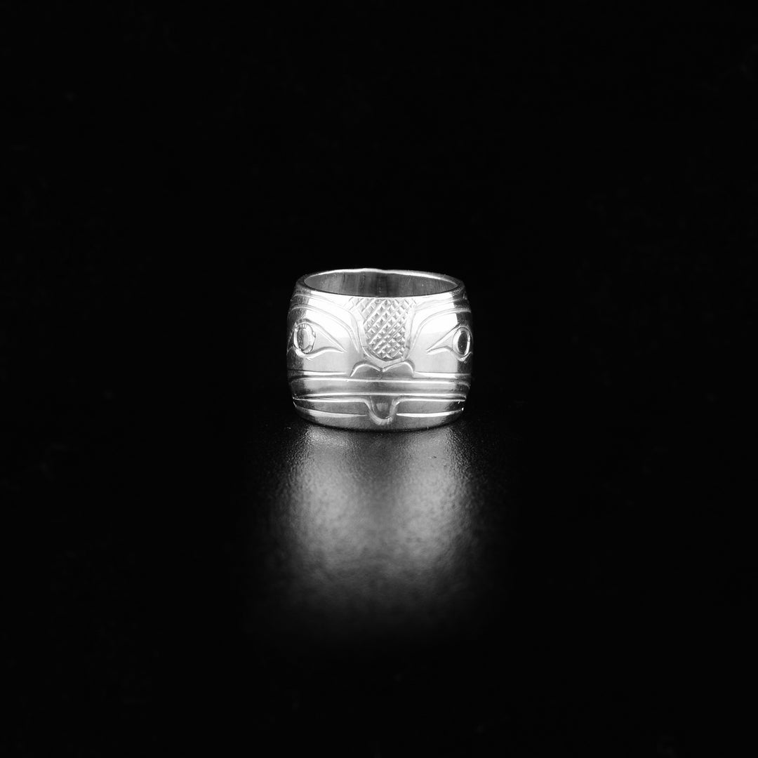 These Frog spirit beads are made from sterling silver and there is a depiction of the Frog carved into it.