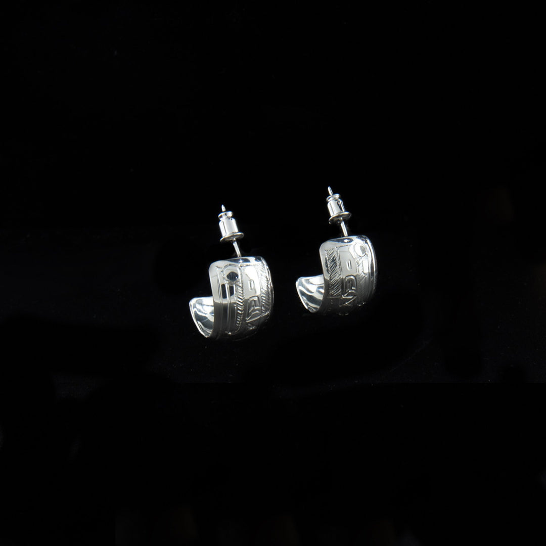 Sterling Silver Raven Hoop Earrings