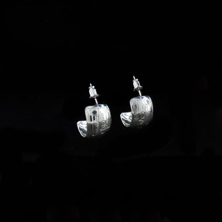 Sterling Silver Raven Hoop Earrings