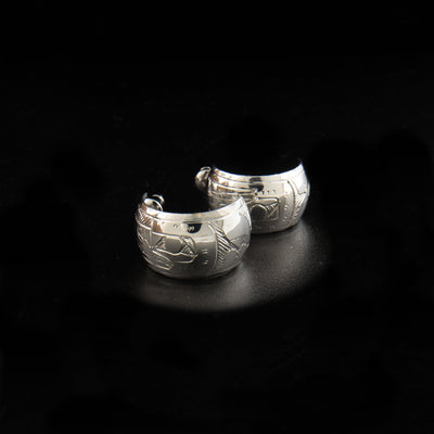 Sterling Silver Raven Hoop Earrings