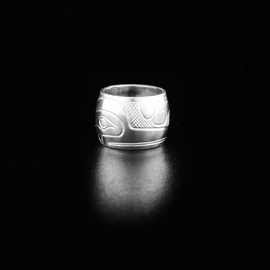 These Hummingbird spirit beads are made from sterling silver and there is a depiction of the Hummingbird carved into the surface of it.