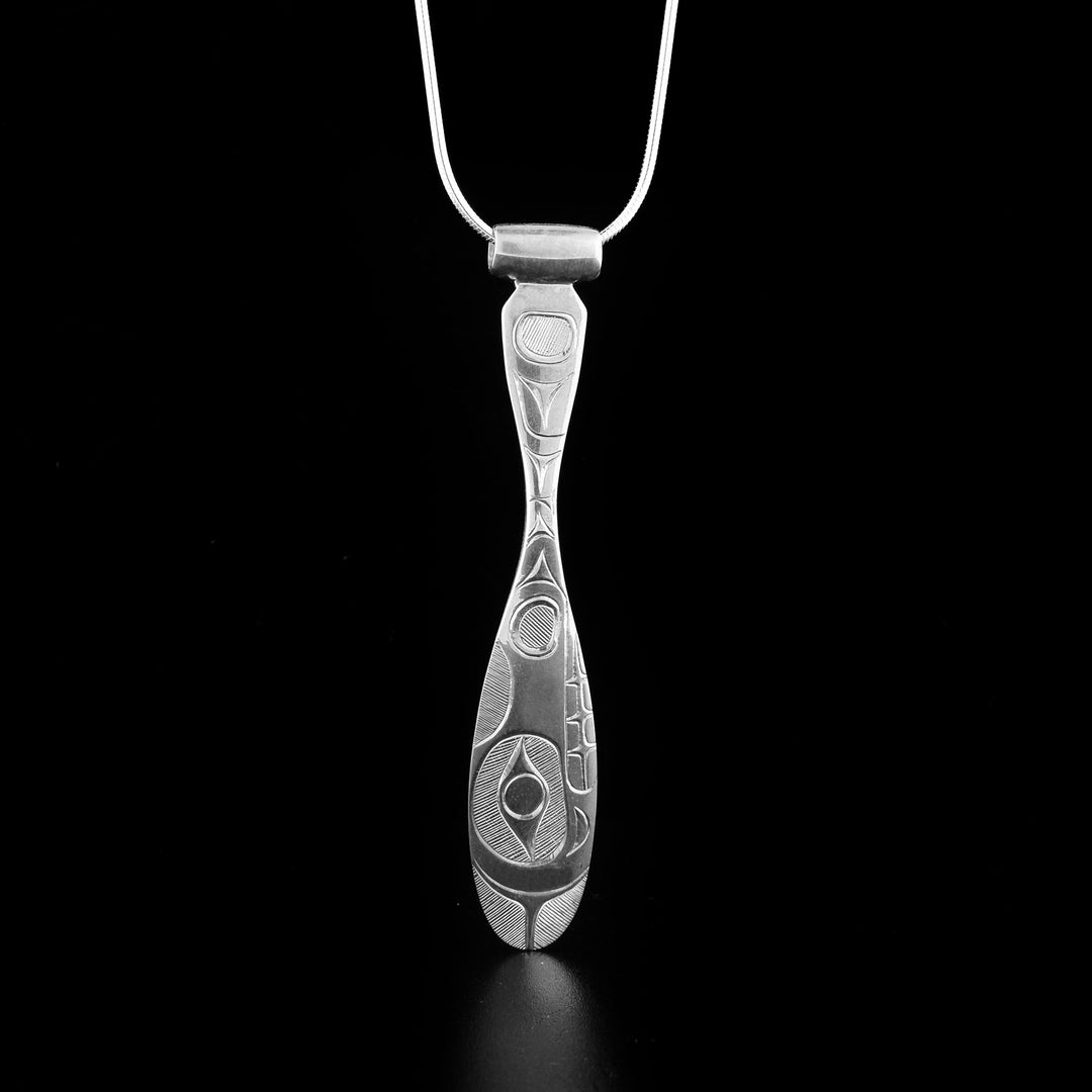 Sterling Silver Large Bear Paddle Pendant
