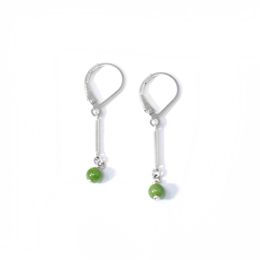 Sterling Silver Long BC Jade Drop Earrings